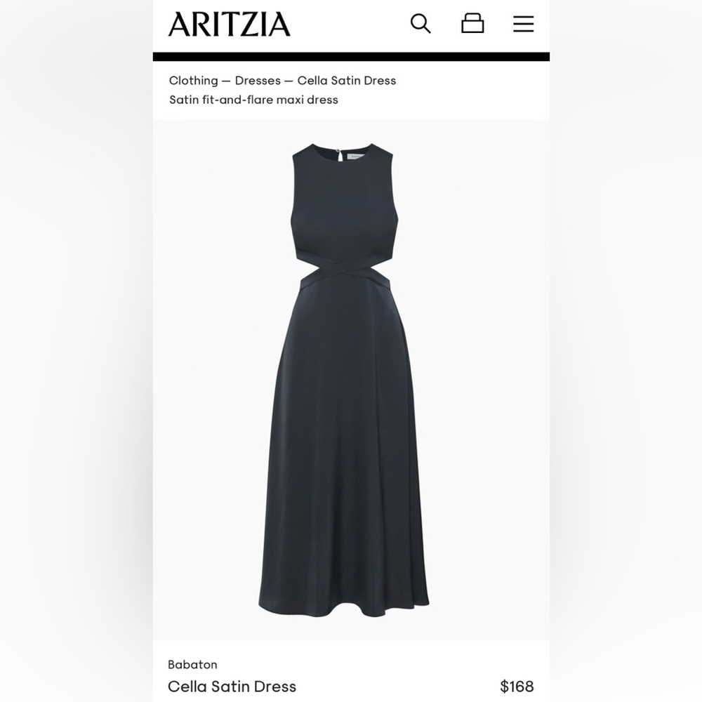 NWOT Aritzia Babaton Cella Satin Cutout Dress Satin fit-and-flare maxi dress MED